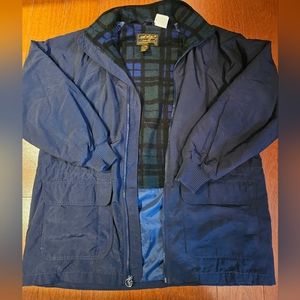 Eddie Bauer Navy Blue Jacket with Plaid Lining